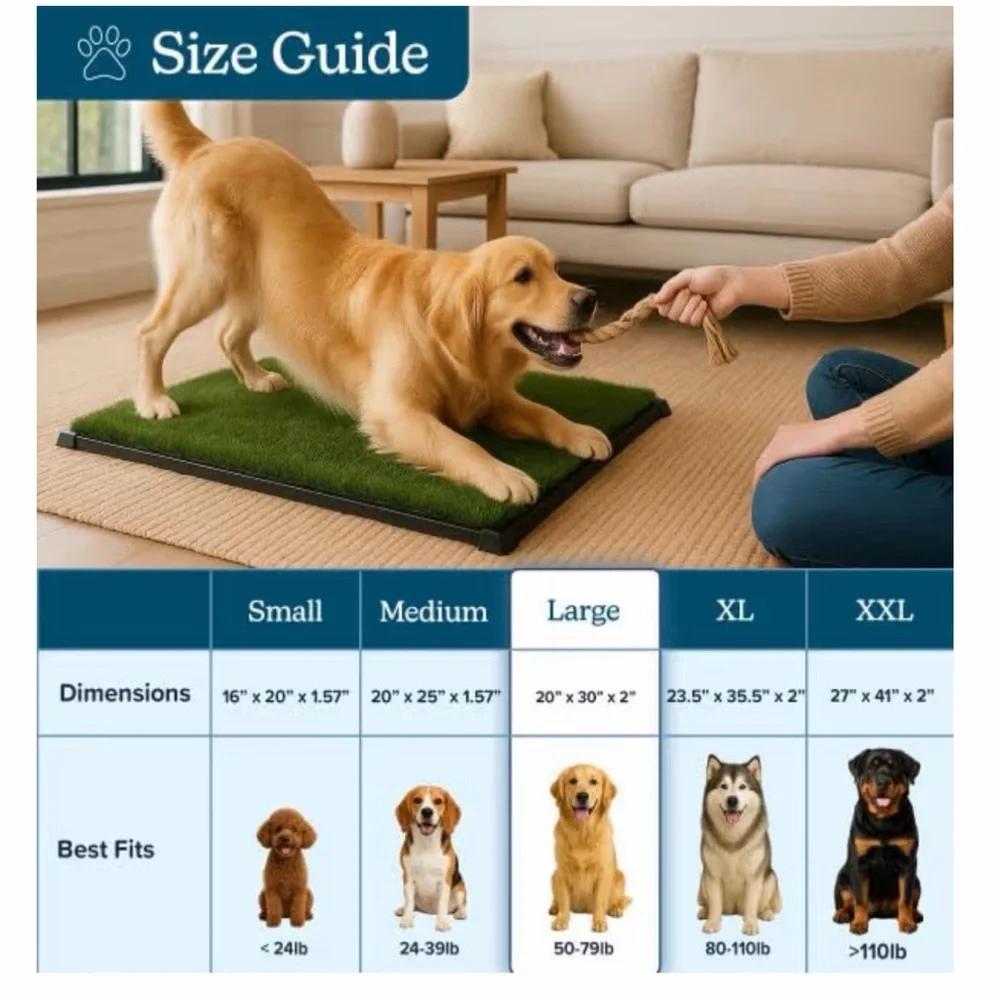 Pet🐩Potty Trainer Easy Clean Indoor/Outdoor Tray w Reusable Grass 🐕‍🦺20”x30”